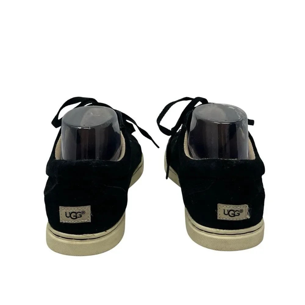 UGG Australia Tomi Women's Size 8.5 Black Suede Leather Lace Up Fashion Sneakers